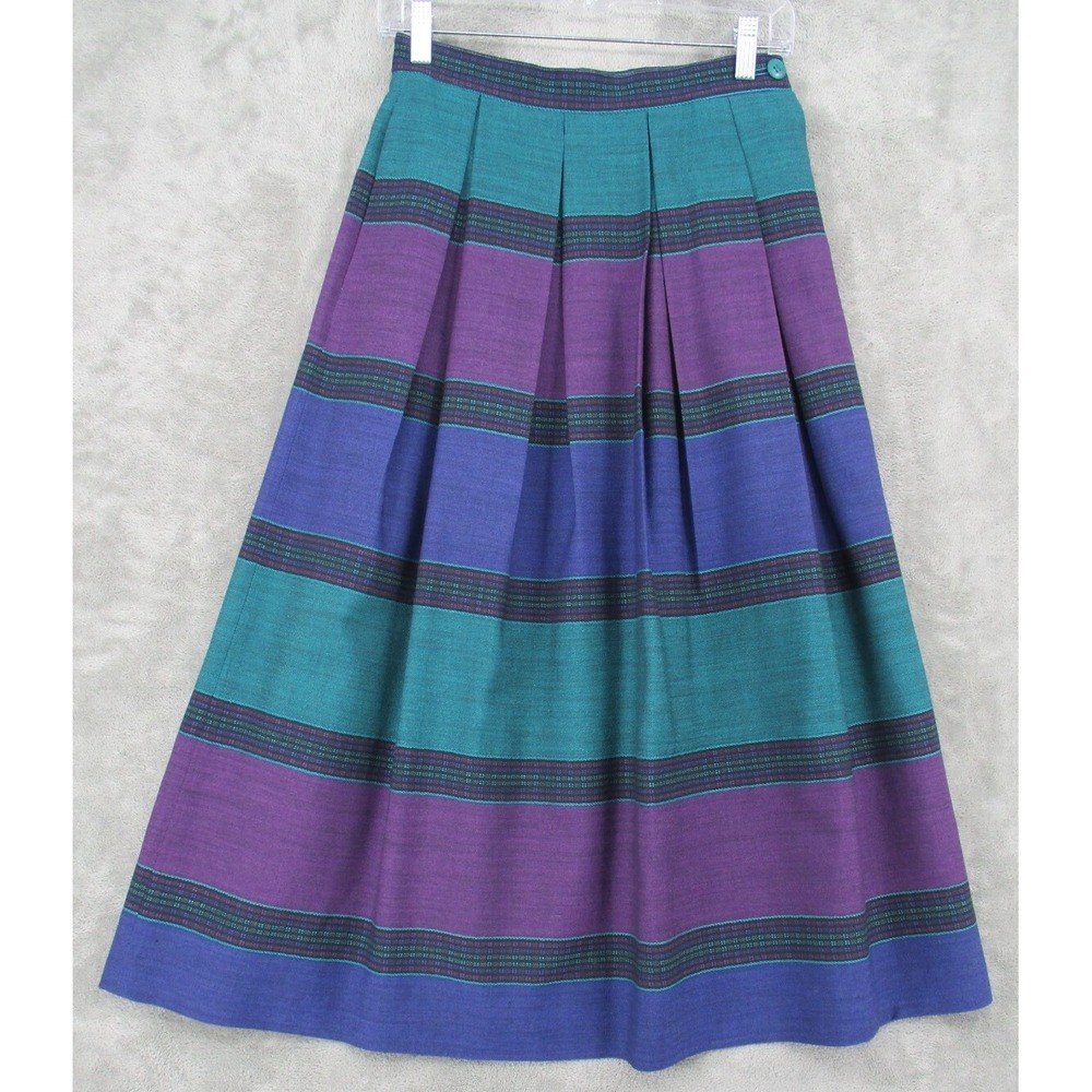 Vintage Prophecy Skirt Womens Size XS Wool Striped Western Bohemian Modest Zip